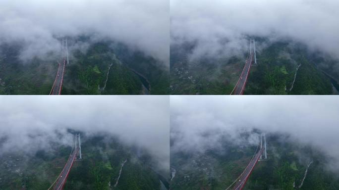 【4k】贵州清水河大桥雨后航拍