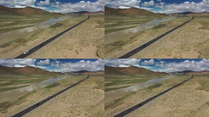 西藏G219新藏线汽车公路旅行风光航拍