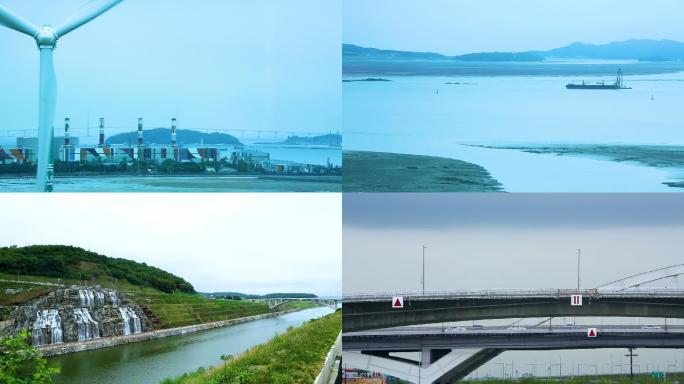 城市桥 城市空镜 河流 河道 跨海大桥