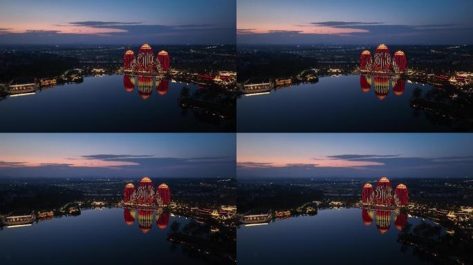 4K正版-航拍赣州城市客厅酒店景观湖夜景