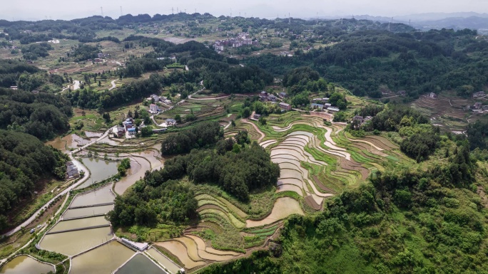 重庆南川区乡村梯田航拍延时