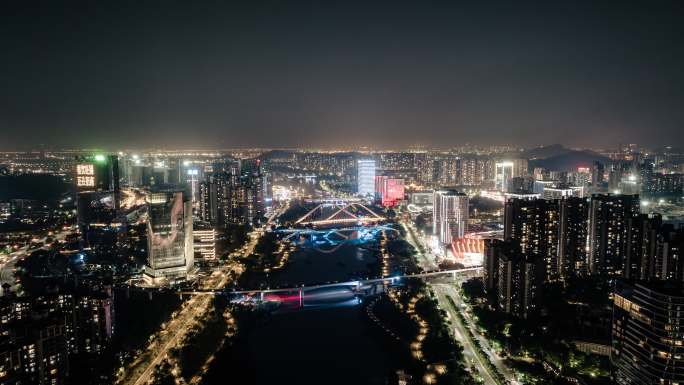 【4k】航拍广州南沙蕉门河夜景延时