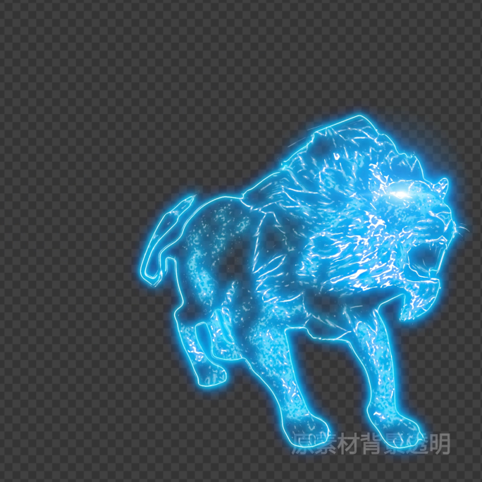 蓝狮子侧面扑（带透明背景）