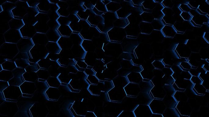 蓝色科技感六边形蜂窝背景3D渲染