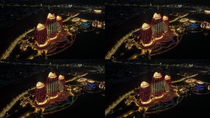 4K正版-航拍赣州城市客厅酒店夜景