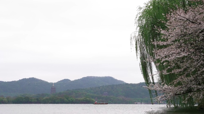 杭州西湖春天唯美空镜素材4K