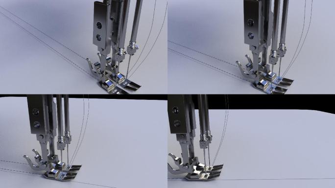 三维渲染缝纫机轧线动画