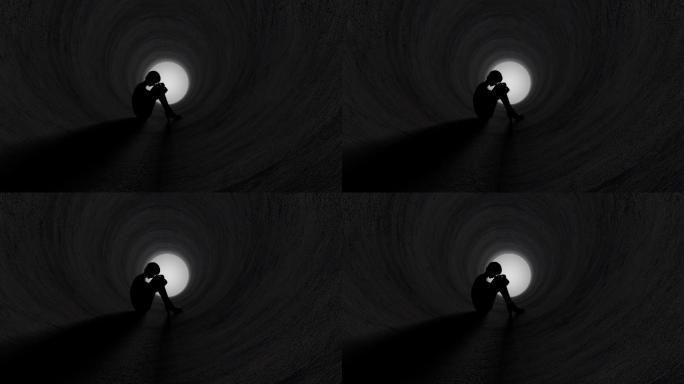 坐在管道里的人