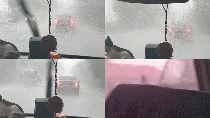 车外狂风暴雨在路上行驶
