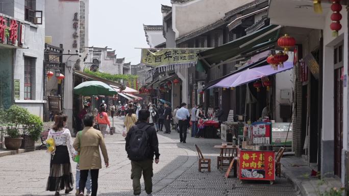 靖港古镇老街游客人流-市井气息