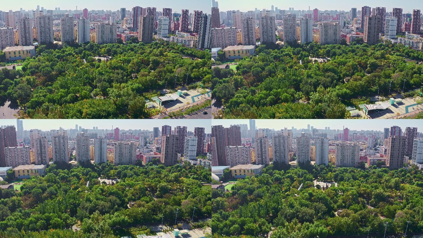 中国辽宁沈阳百鸟公园城市风景航拍
