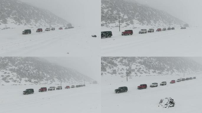 西藏雪地车队越野车