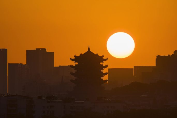 黄鹤楼悬日延时