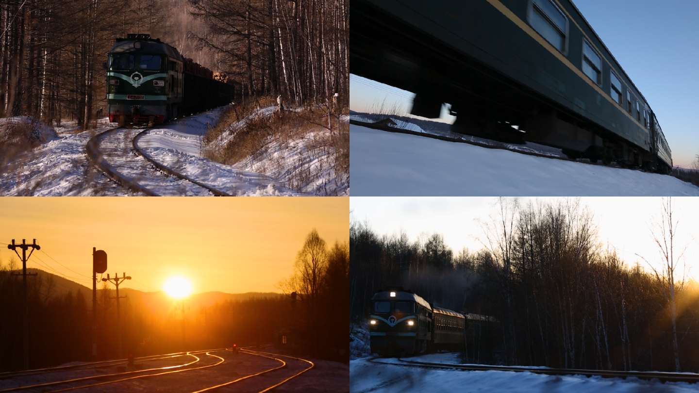 绿皮火车、东北大兴安岭、大雪、交通网雪道
