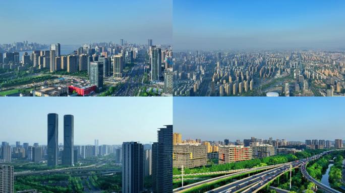 高空拍摄杭州滨江区4K