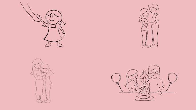 原创母亲节手绘动画短视频AE模板