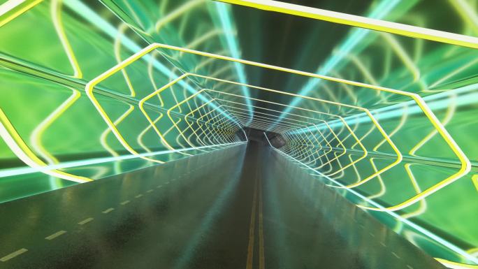 抽象急速奔驰在城市灯光隧道创意动态视频