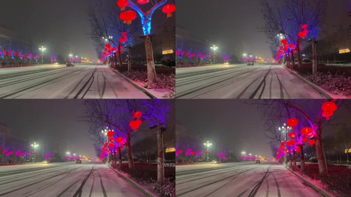 雪夜的城市道路