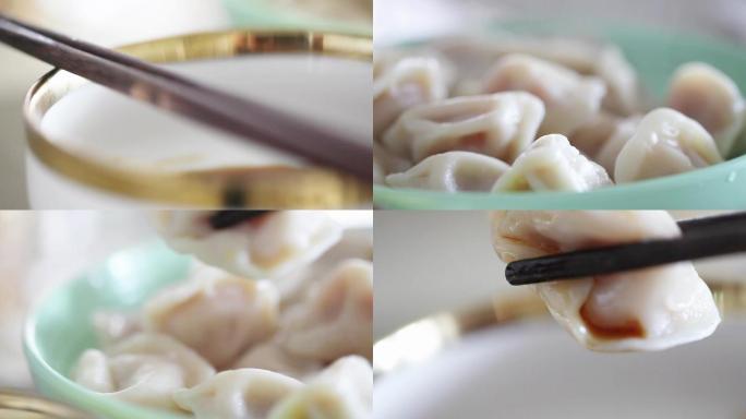 中国美食东北水饺饺子吃饺子素材