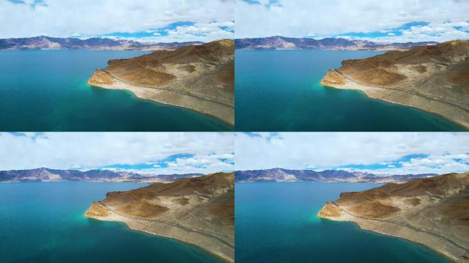 西藏阿里班公湖高原湖泊自然风光航拍