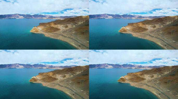 西藏阿里班公湖高原湖泊自然风光航拍