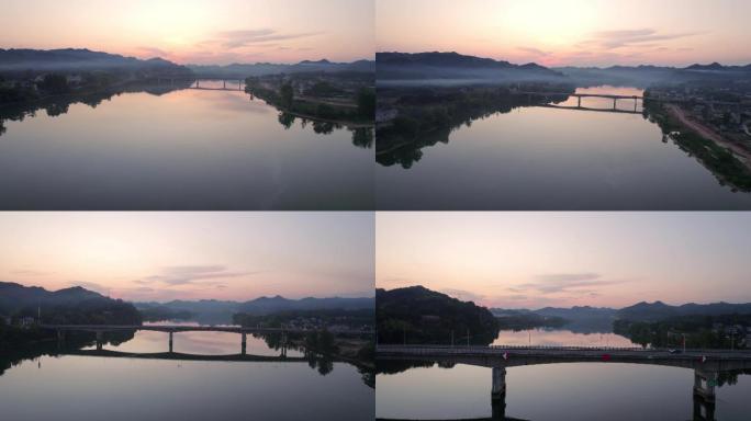 江河大桥日落