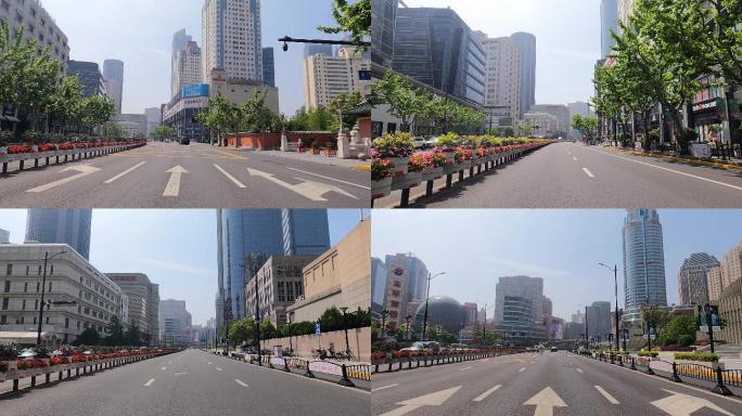 上海封城中的灿烂晴空街道建筑