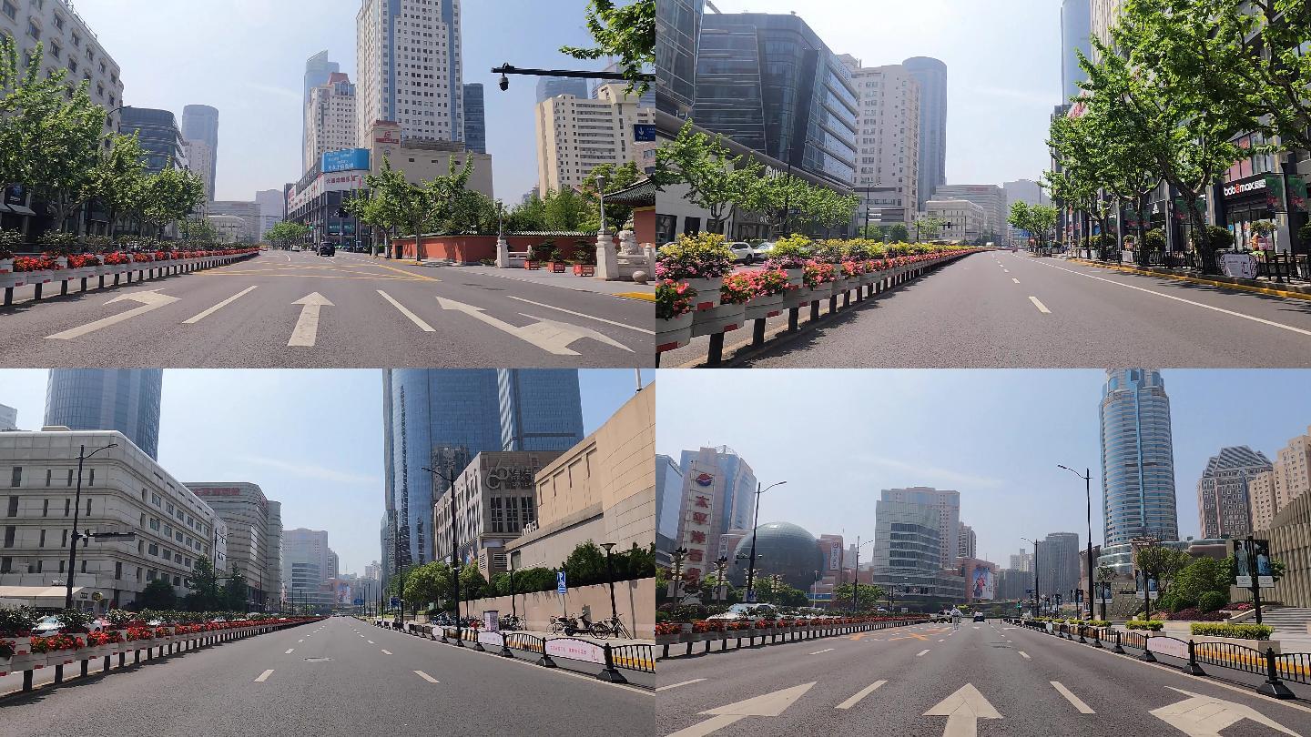 上海封城中的灿烂晴空街道建筑