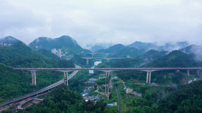 航拍大气桥梁4K