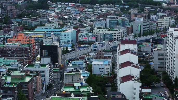 韩国首尔 城市生活 实景航拍 城市鸟瞰