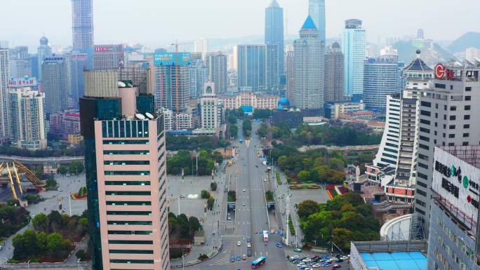 航拍贵阳城市遵义路电视大楼周边风景