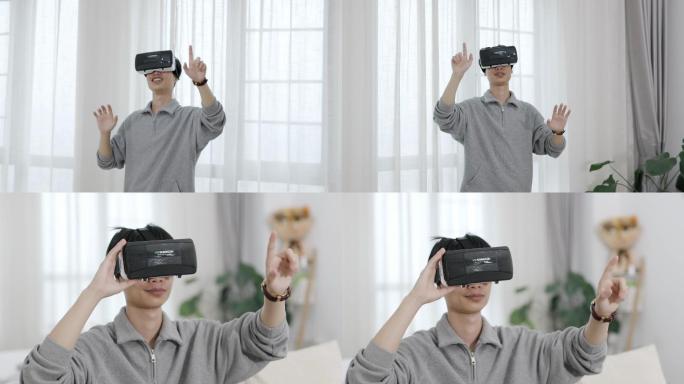 4K一个男人在家中使用VR眼镜合集