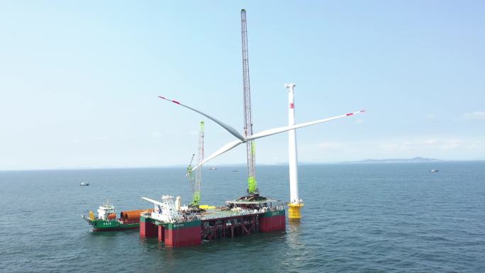 4k海上风电，风力发电，叶轮吊装