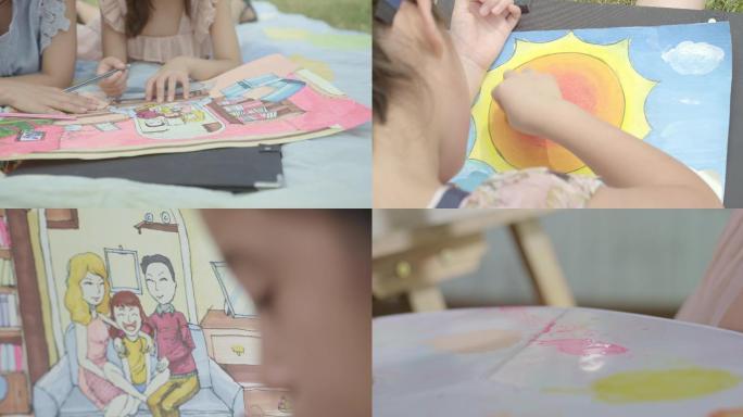 4k画室儿童绘画水彩画