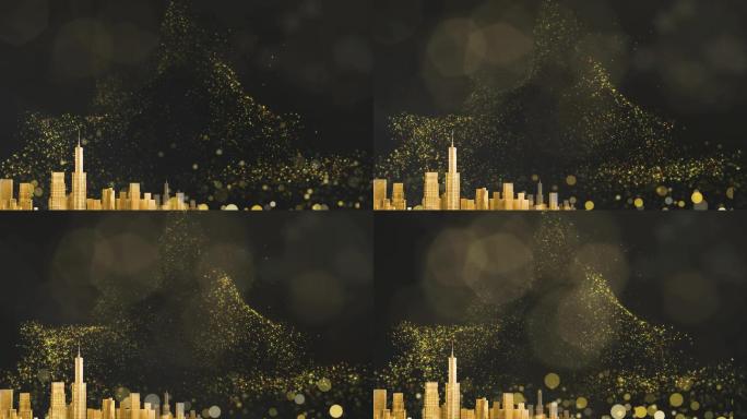 金色粒子房地产城市，黑金风格大气震撼