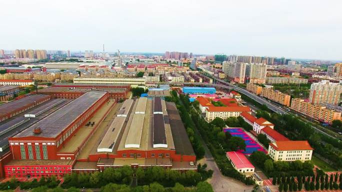 清晨的哈尔滨 工厂 航拍 城市 工业园区