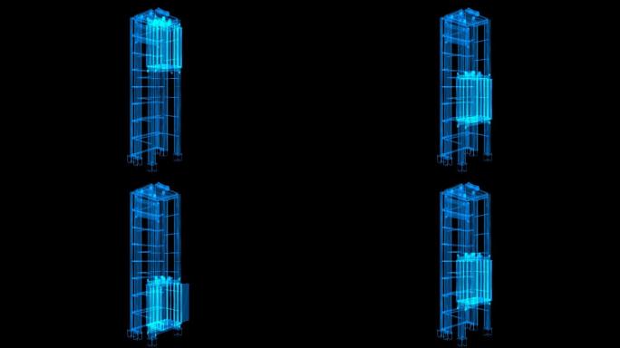 4K三维光影电梯运行通道循环