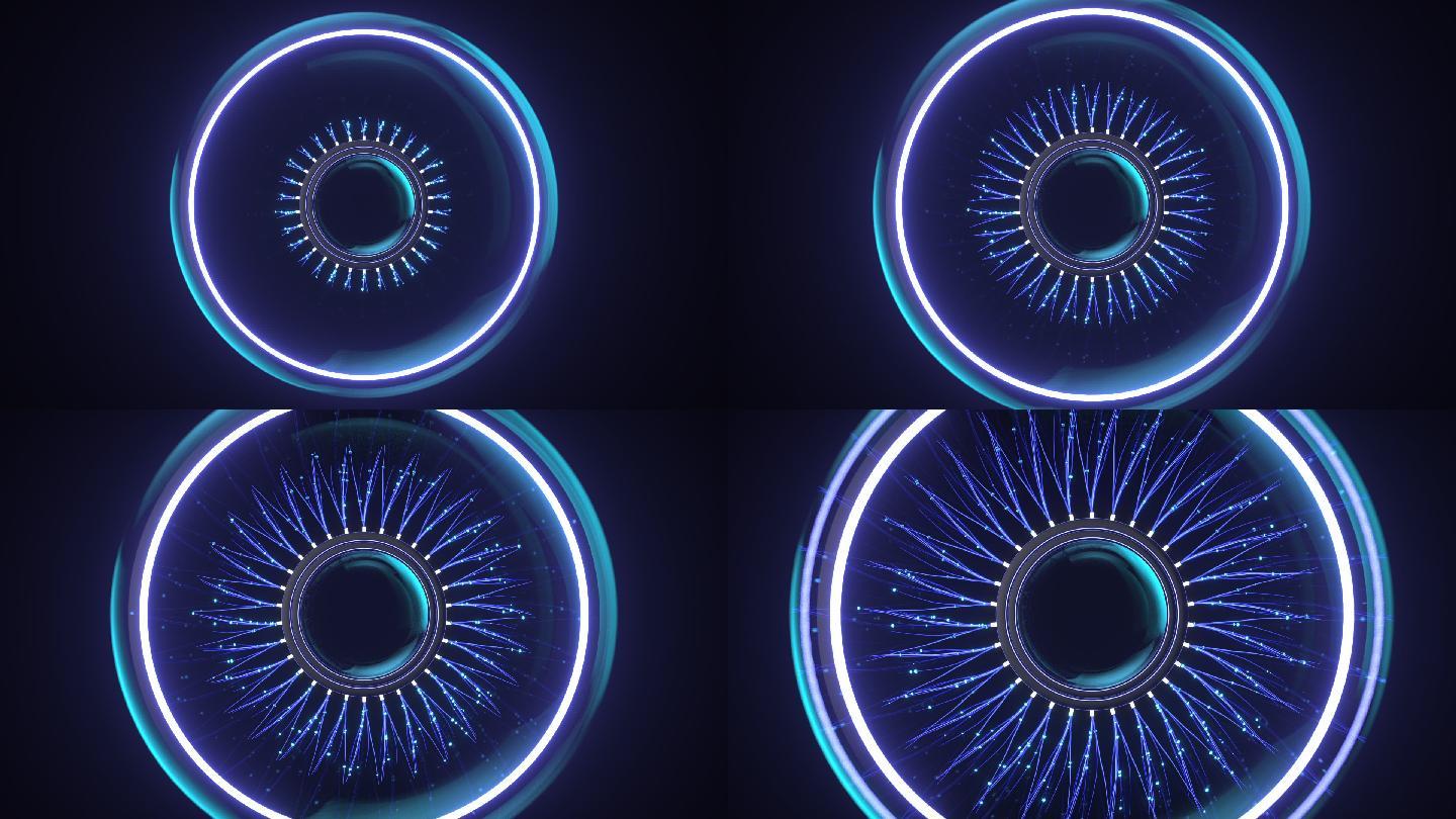 抽象发光能量圆圈球体喷发科技粒子动态视频