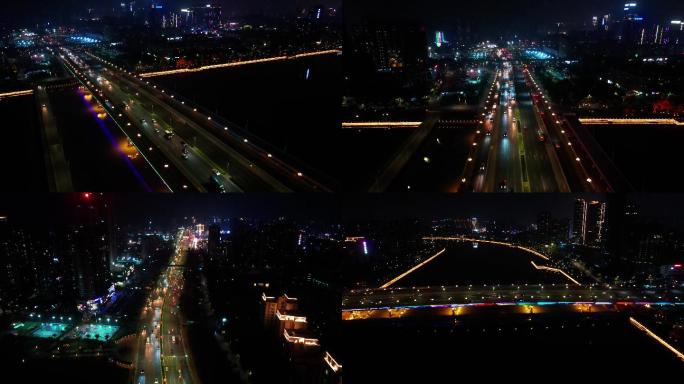 珠海前山大桥夜景车流交通航拍