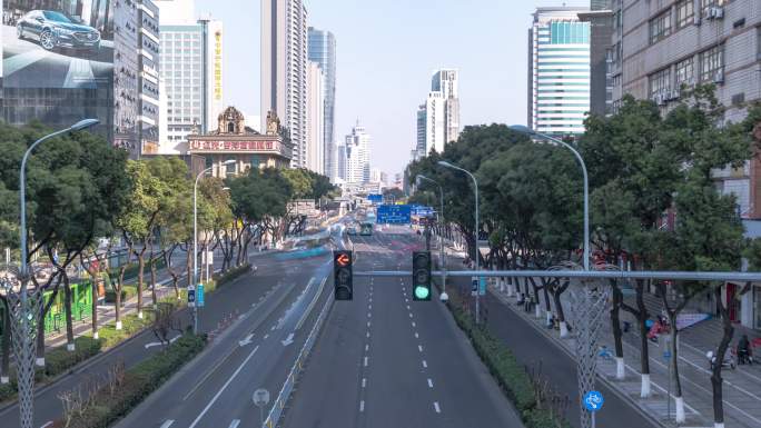 宁波开明街天桥马路车流大范围延时