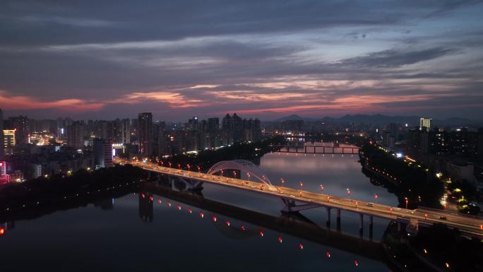 【4K正版】航拍赣州章江城市夜景