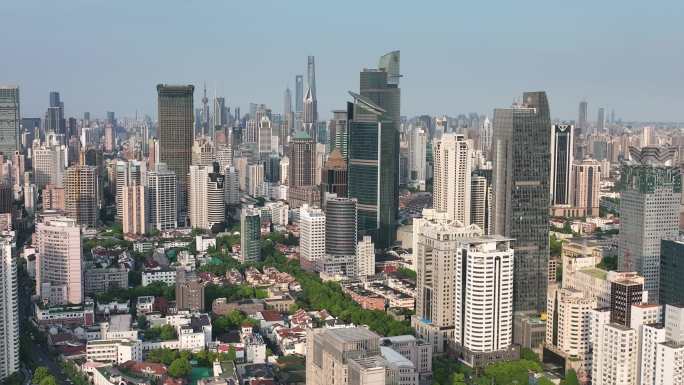 4K原素材-上海静安区高楼大厦城市全景