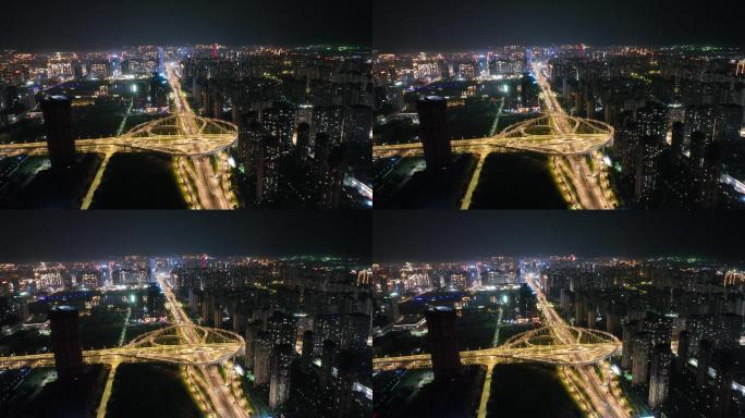 【4K正版】航拍赣州新世纪立交桥城市夜景