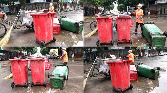 环卫工在清洁垃圾街道垃圾卫生城市讲卫生