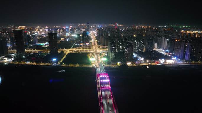【4K正版】航拍赣州新世纪立交桥车轨夜景
