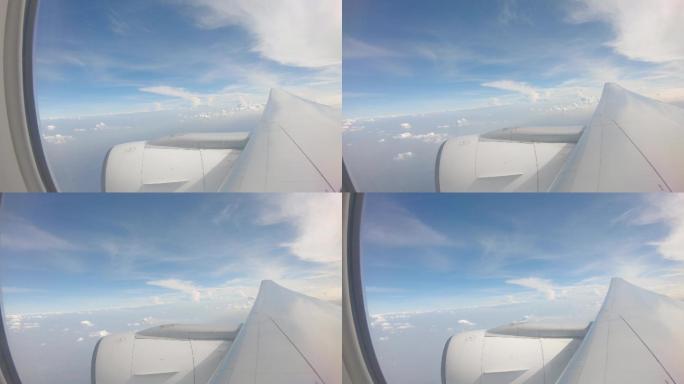 机舱机窗看飞机云层
