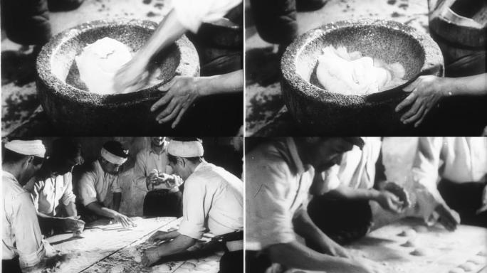 日军战俘营做饭打糕糯米年糕