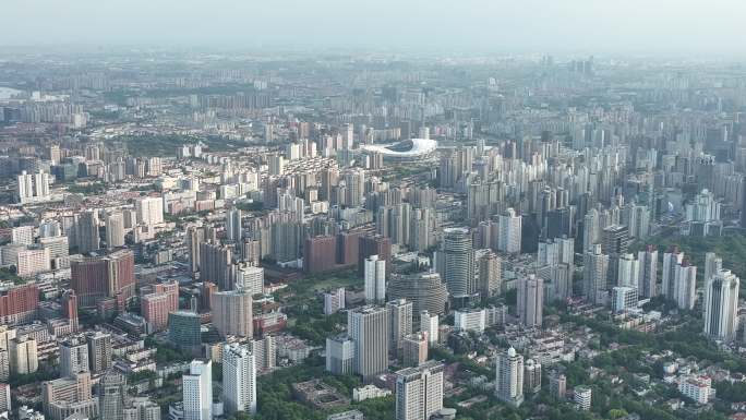 4K原素材-上海徐汇区高楼大厦城市全景