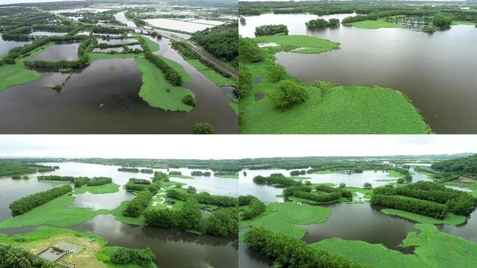 航拍沙美湿地公园