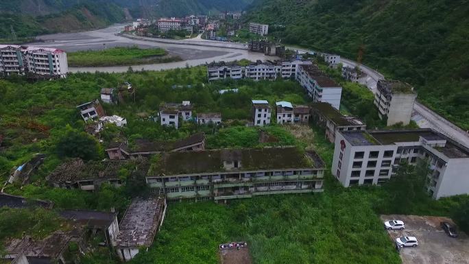 老北川震后遗址航拍  汶川大地震